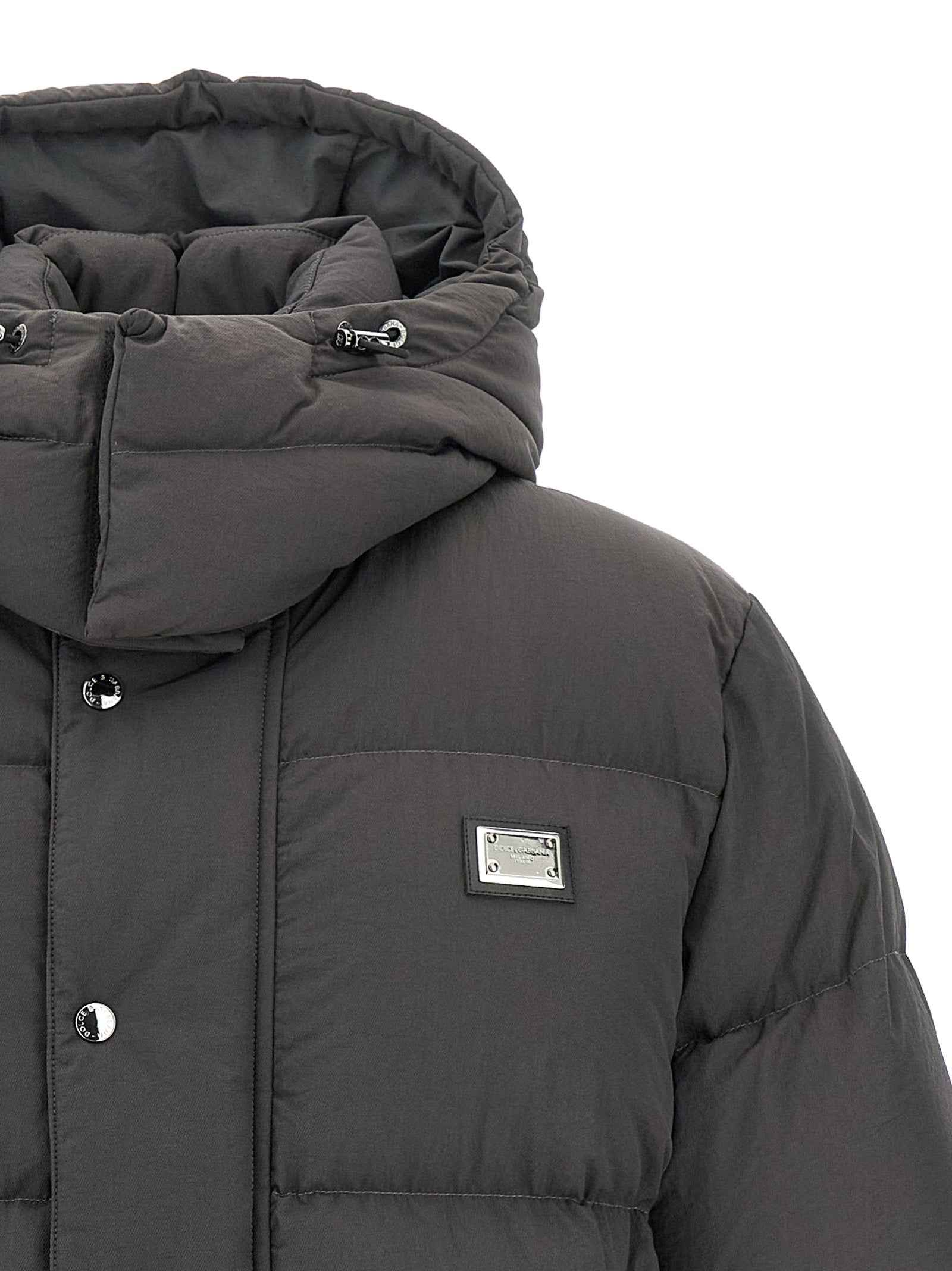 Gray Polyamide Full-Length Jacket
