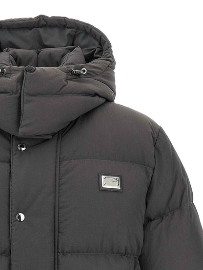 Gray Polyamide Full-Length Jacket
