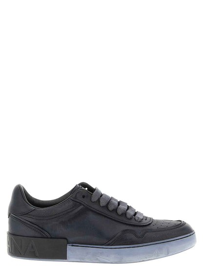 Black Lamb Leather Low Top Sneakers