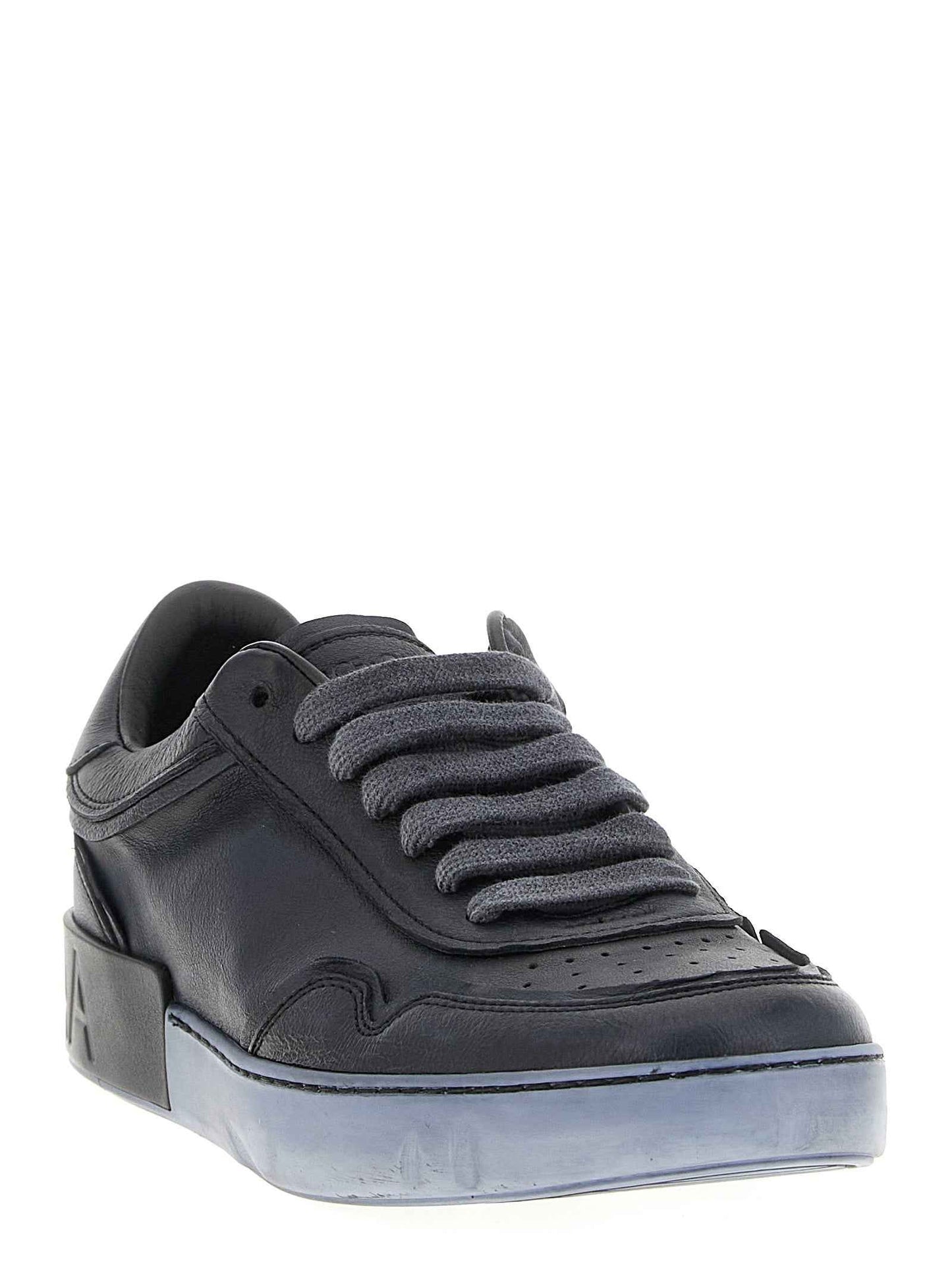 Black Lamb Leather Low Top Sneakers