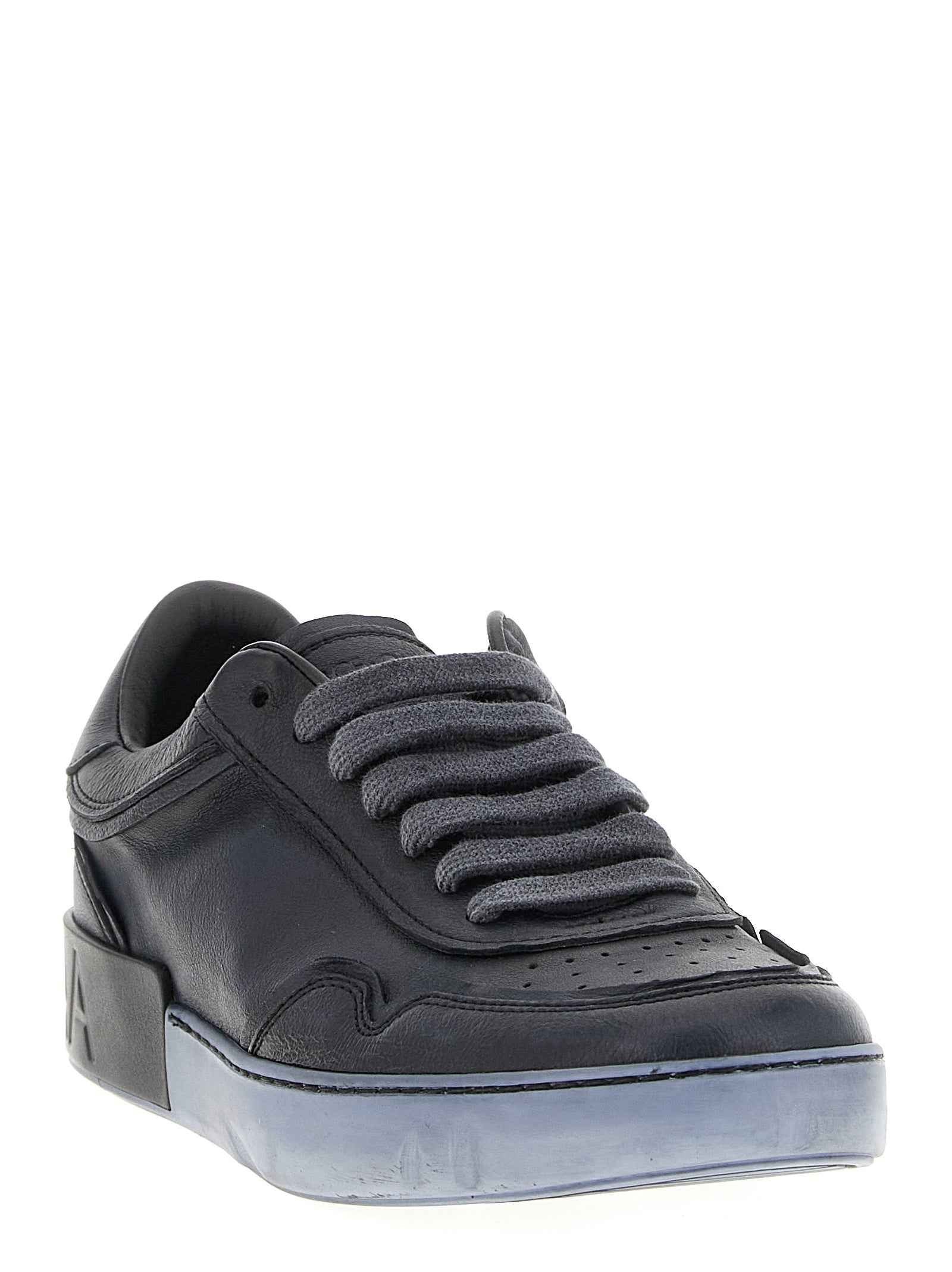 Black Lamb Leather Low Top Sneakers