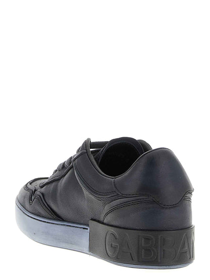 Black Lamb Leather Low Top Sneakers