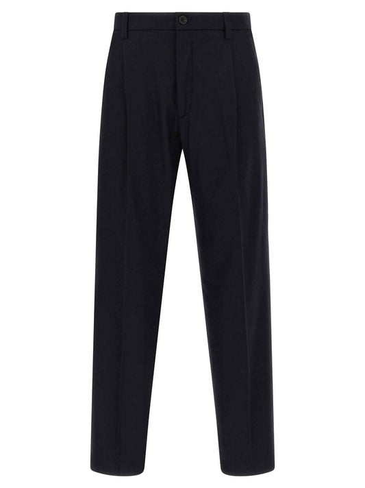 Blue Wool Casual Pants