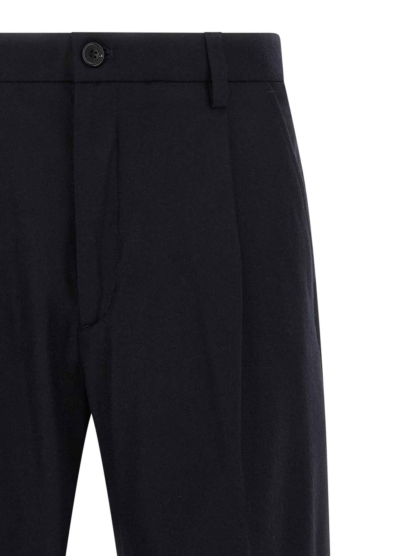 Blue Wool Casual Pants