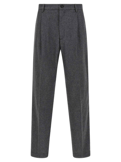Gray Wool Casual Pants