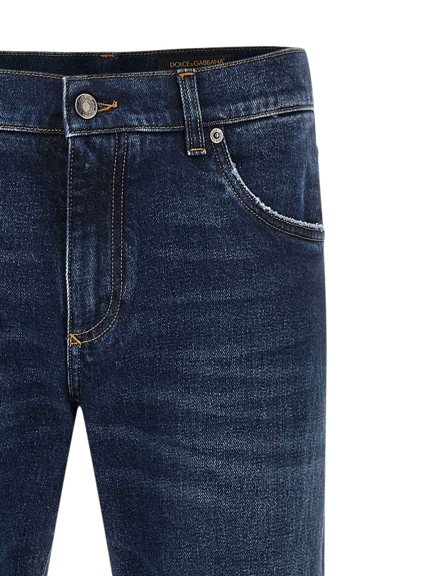 Blue Cotton Straight-Leg Jeans