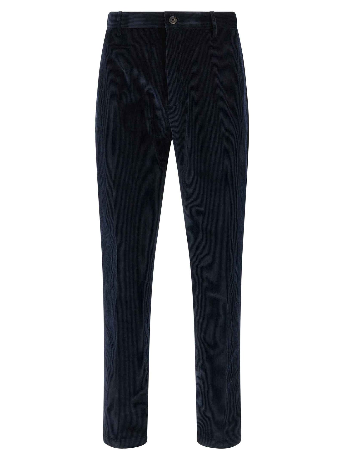 Blue Cotton Casual Pants