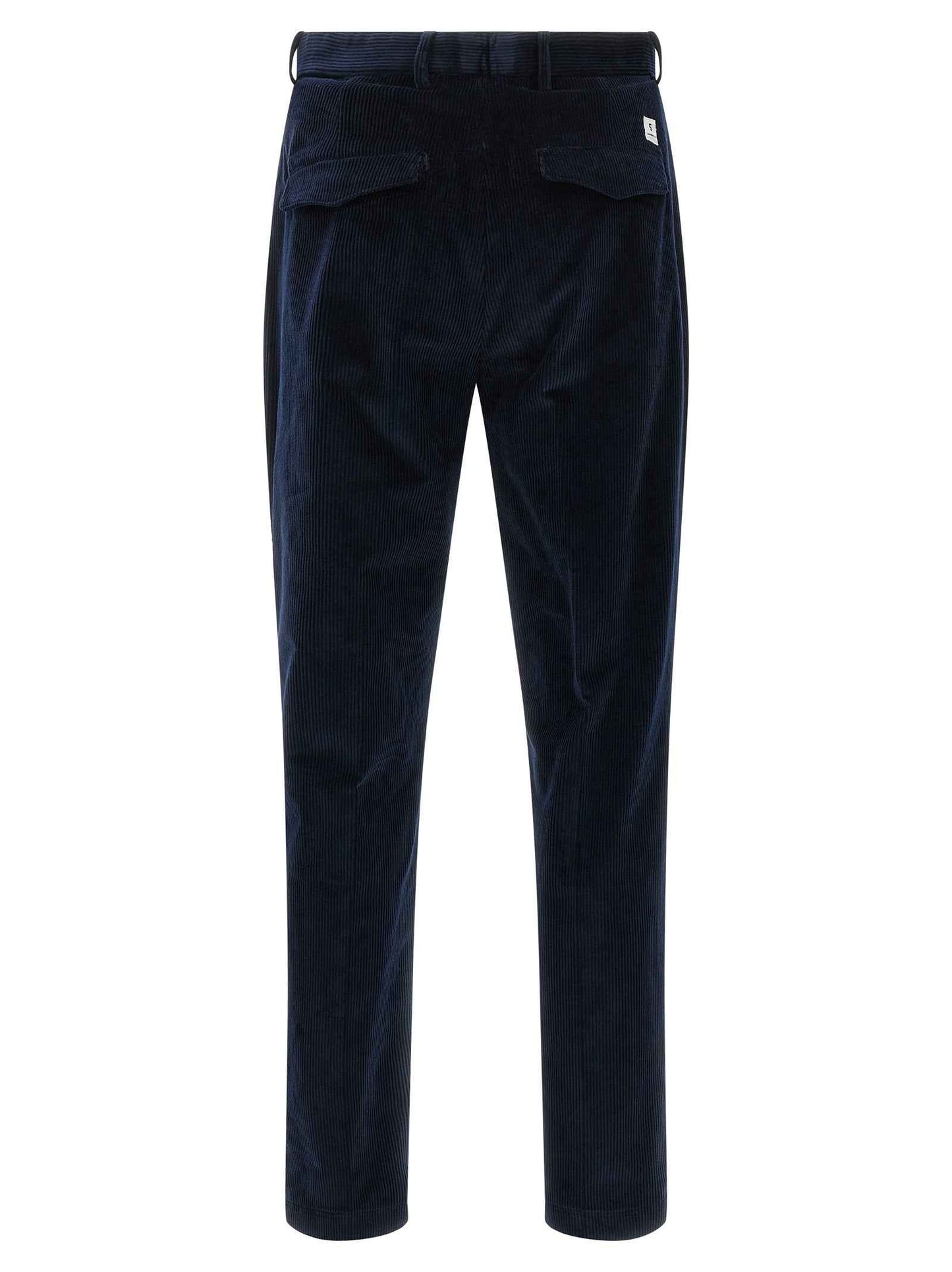 Blue Cotton Casual Pants