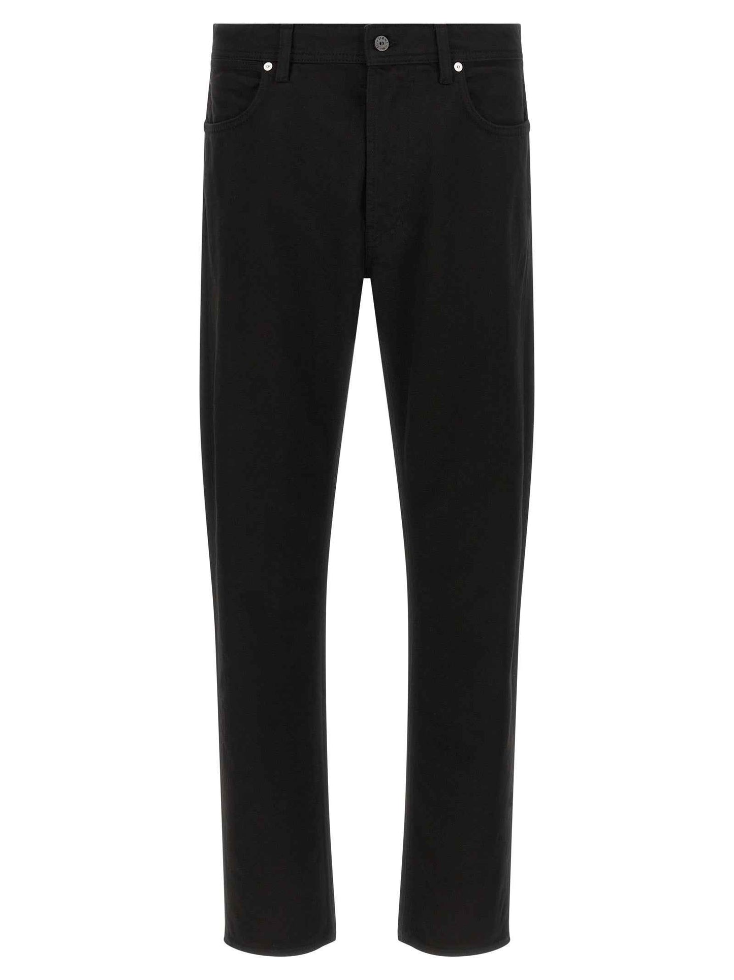 Black Cotton Straight-Leg Jeans