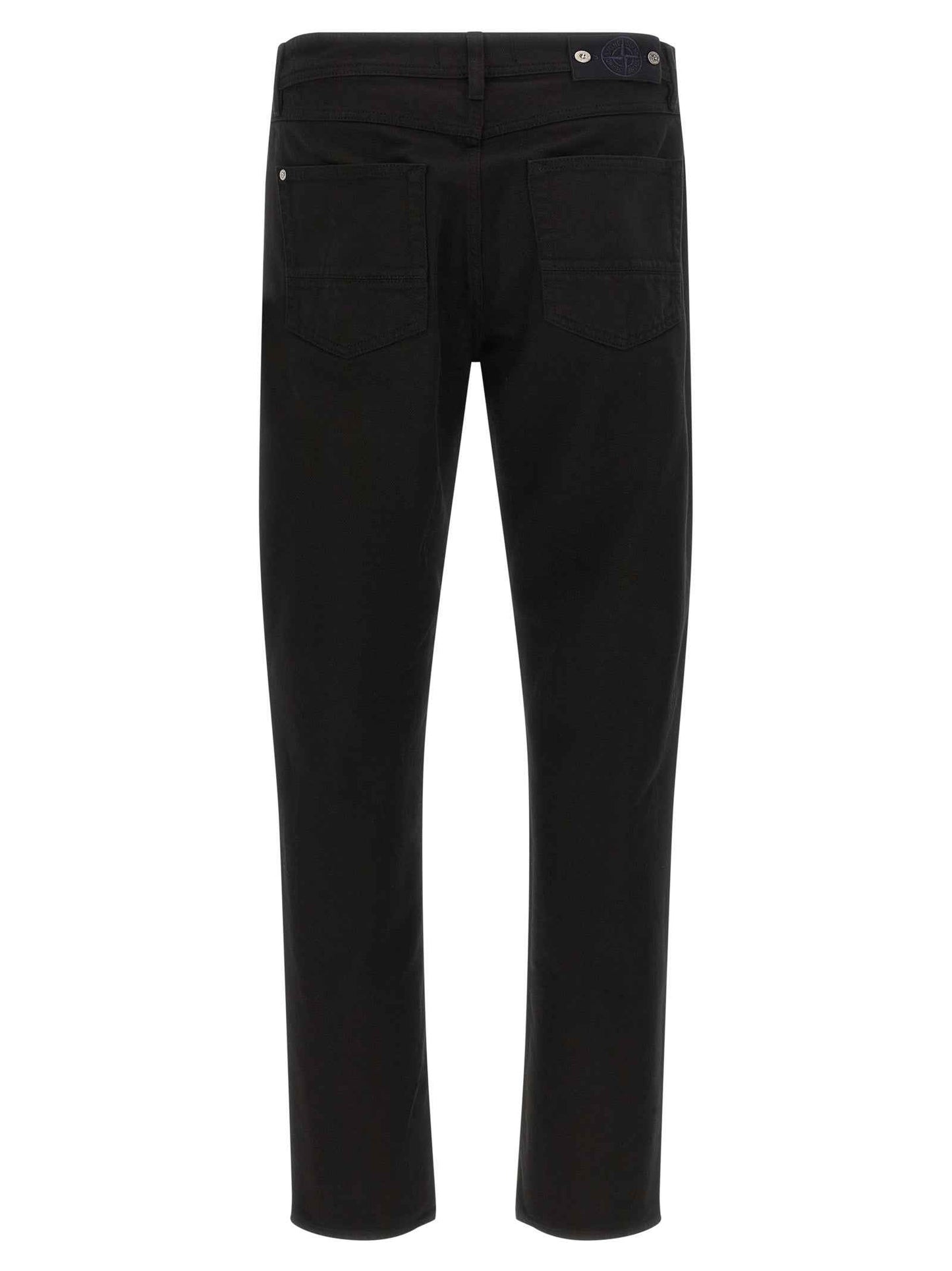 Black Cotton Straight-Leg Jeans