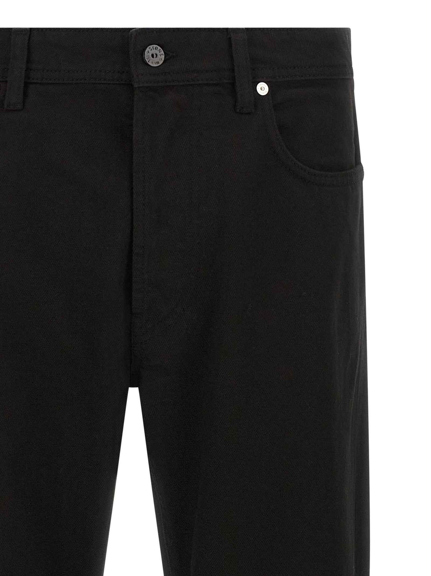 Black Cotton Straight-Leg Jeans