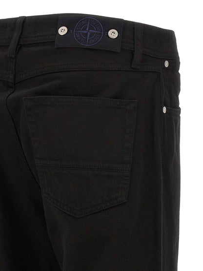 Black Cotton Straight-Leg Jeans
