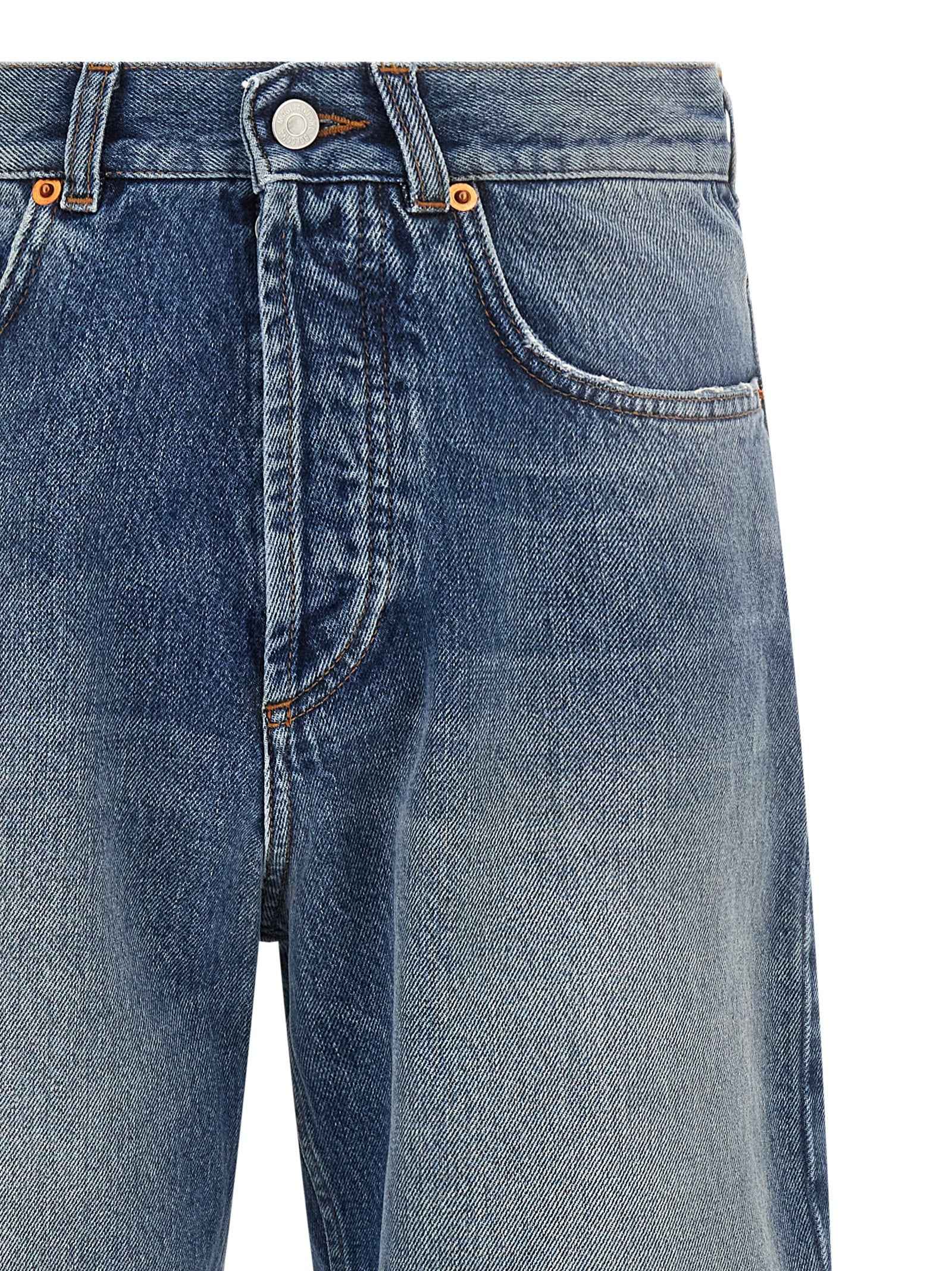 Blue Cotton Straight-Leg Jeans