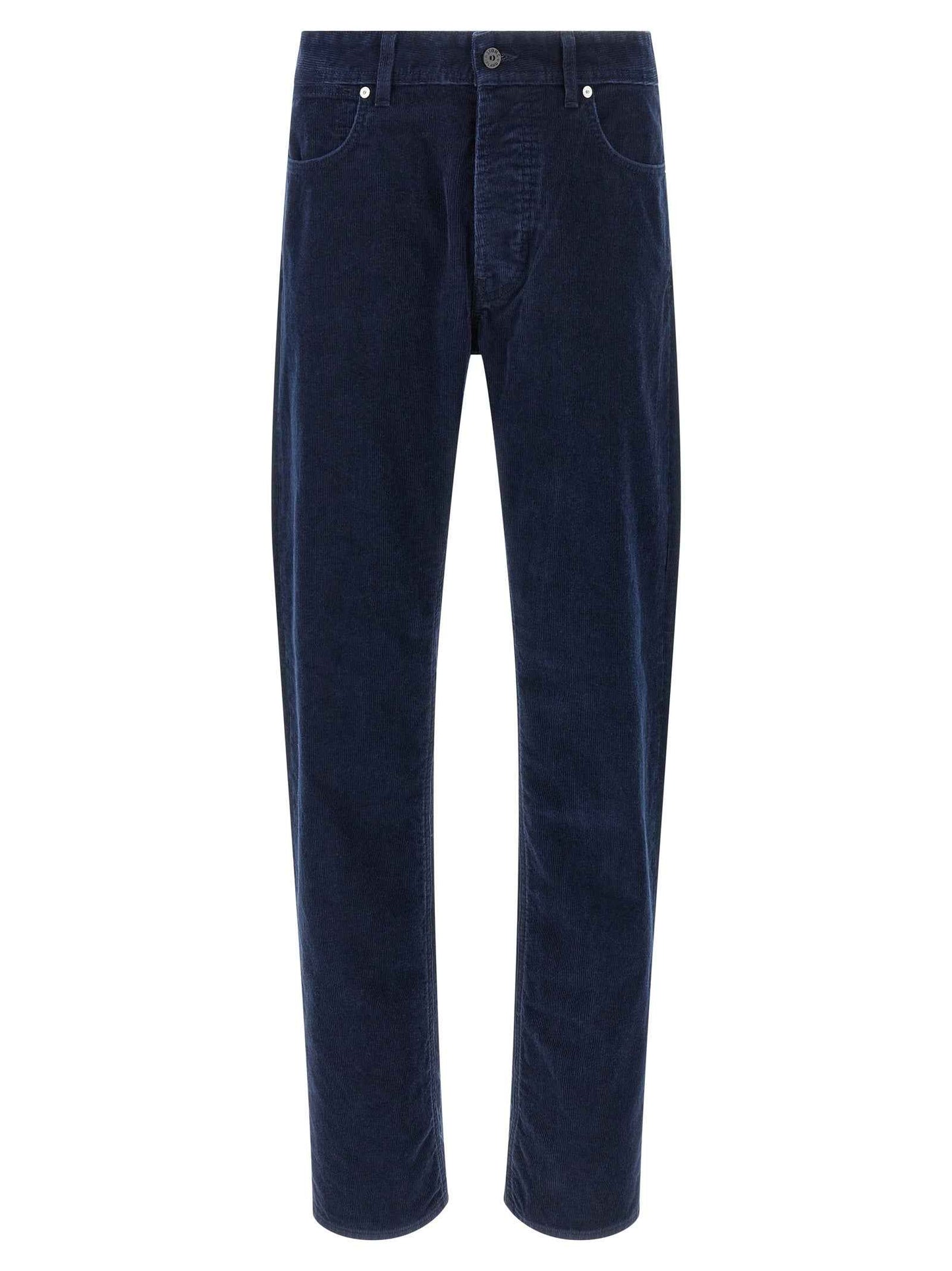 Blue Cotton Casual Pants