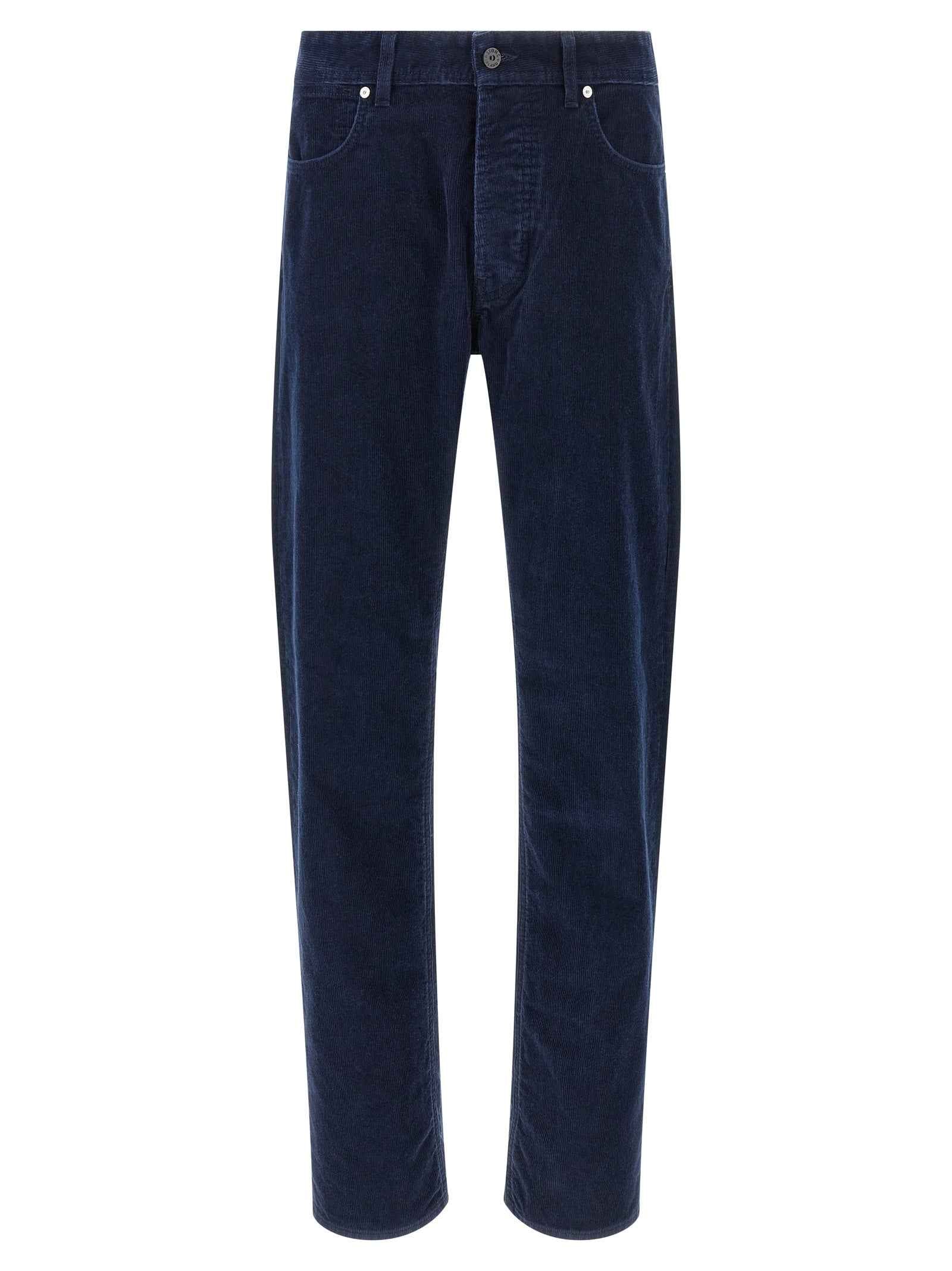 Blue Cotton Casual Pants
