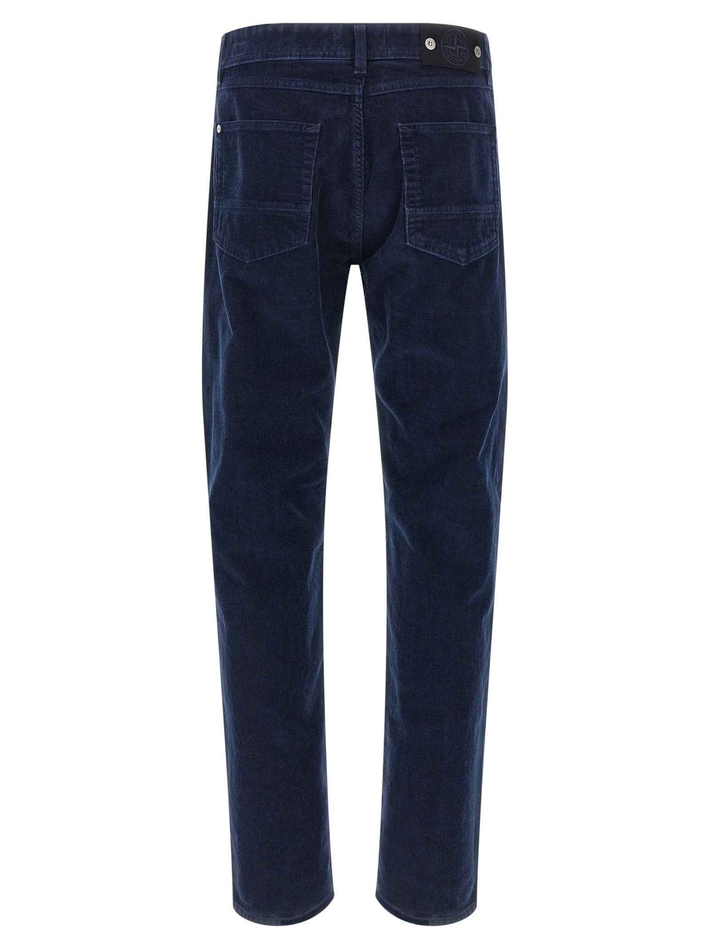 Blue Cotton Casual Pants