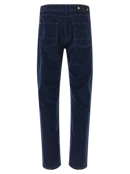 Blue Cotton Casual Pants