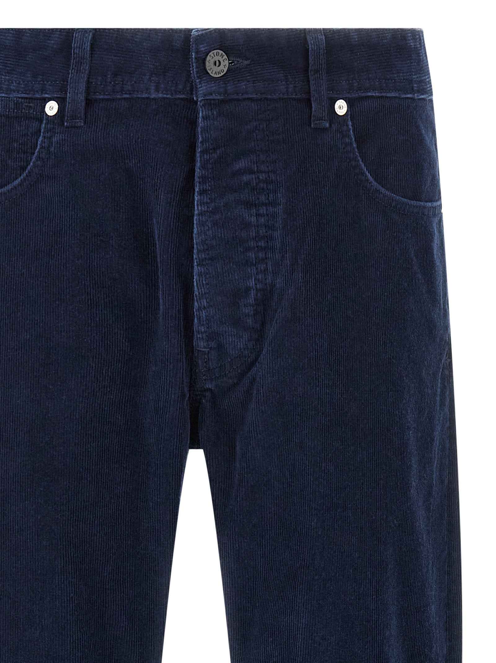 Blue Cotton Casual Pants