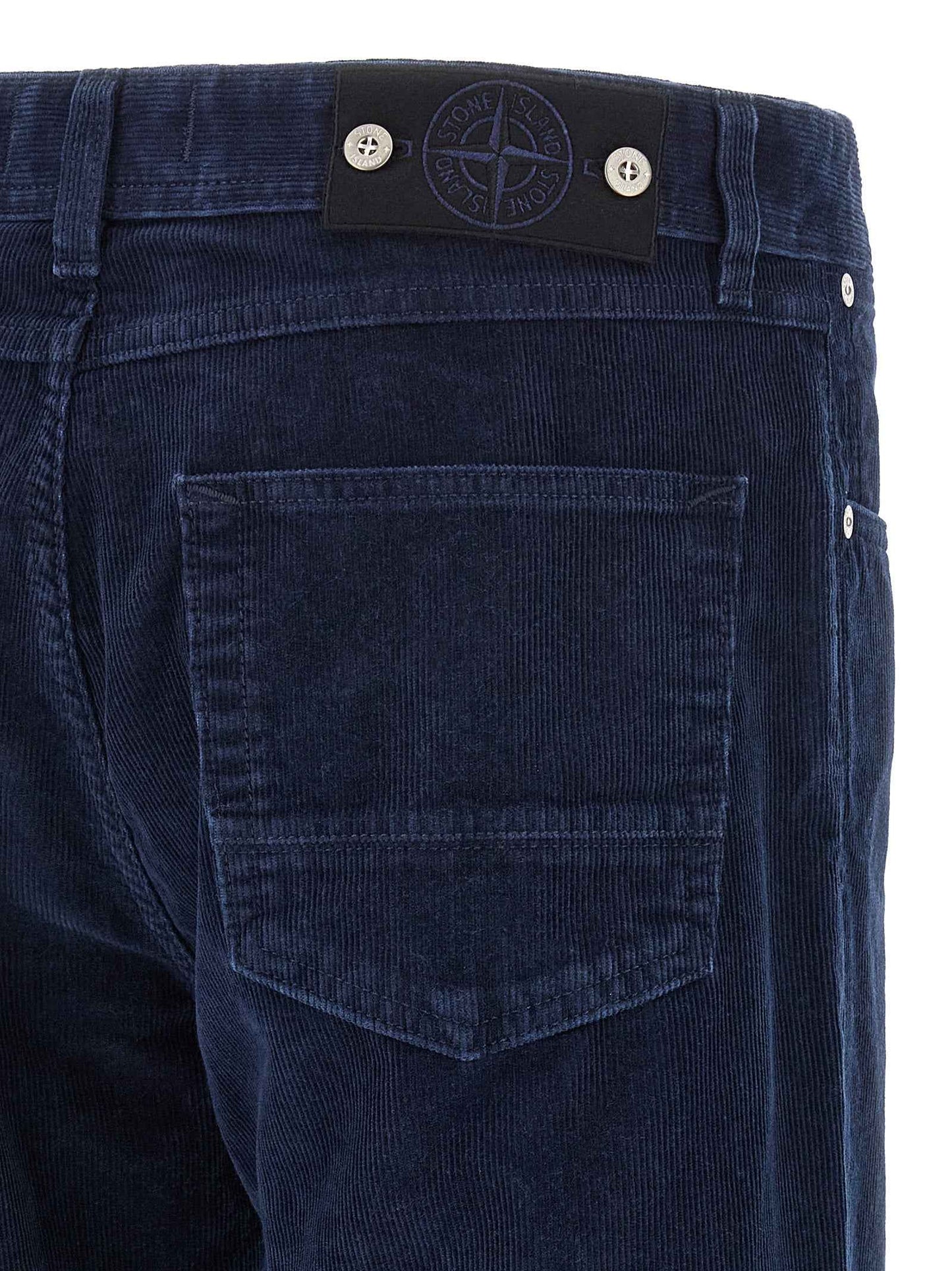 Blue Cotton Casual Pants