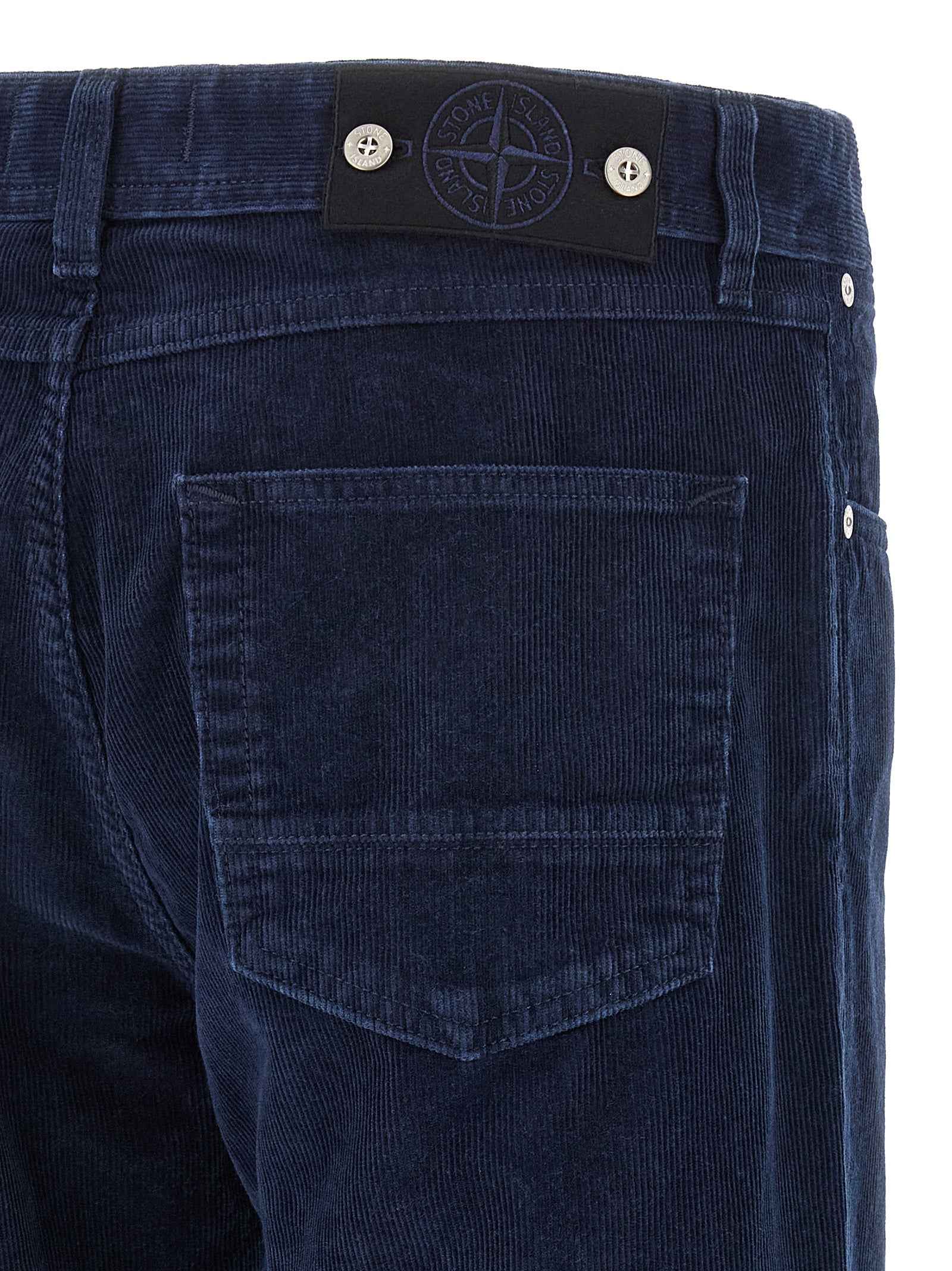 Blue Cotton Casual Pants