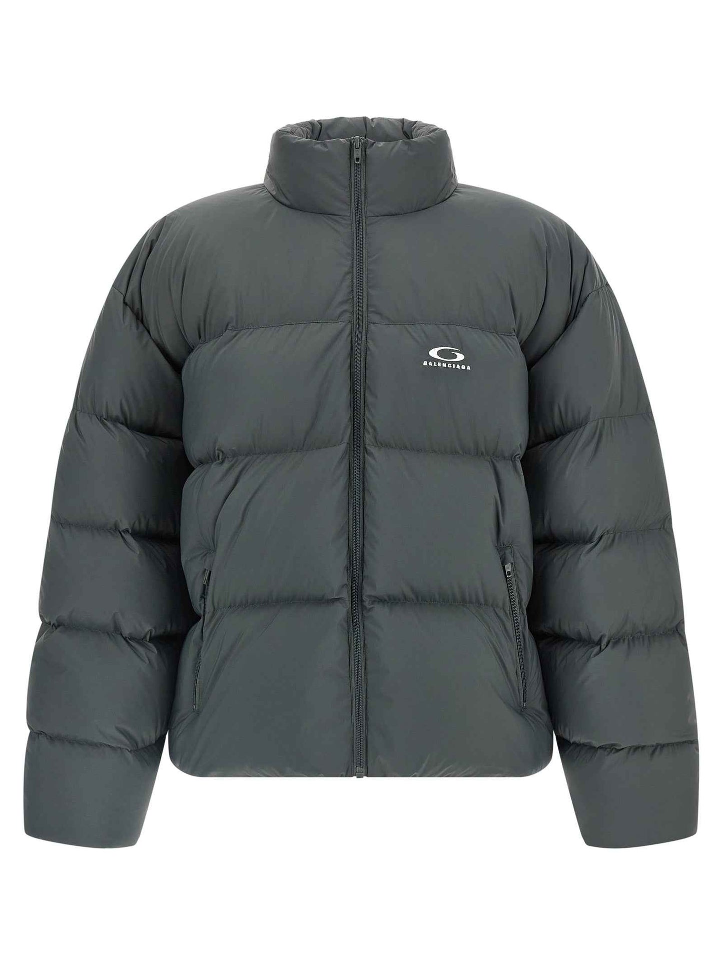Gray Polyamide Full-Length Jacket