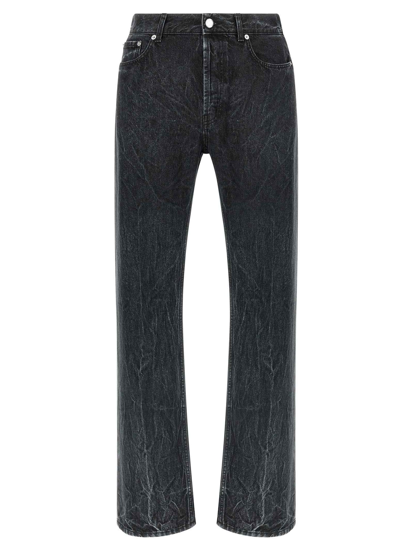 Black Cotton Straight-Leg Jeans