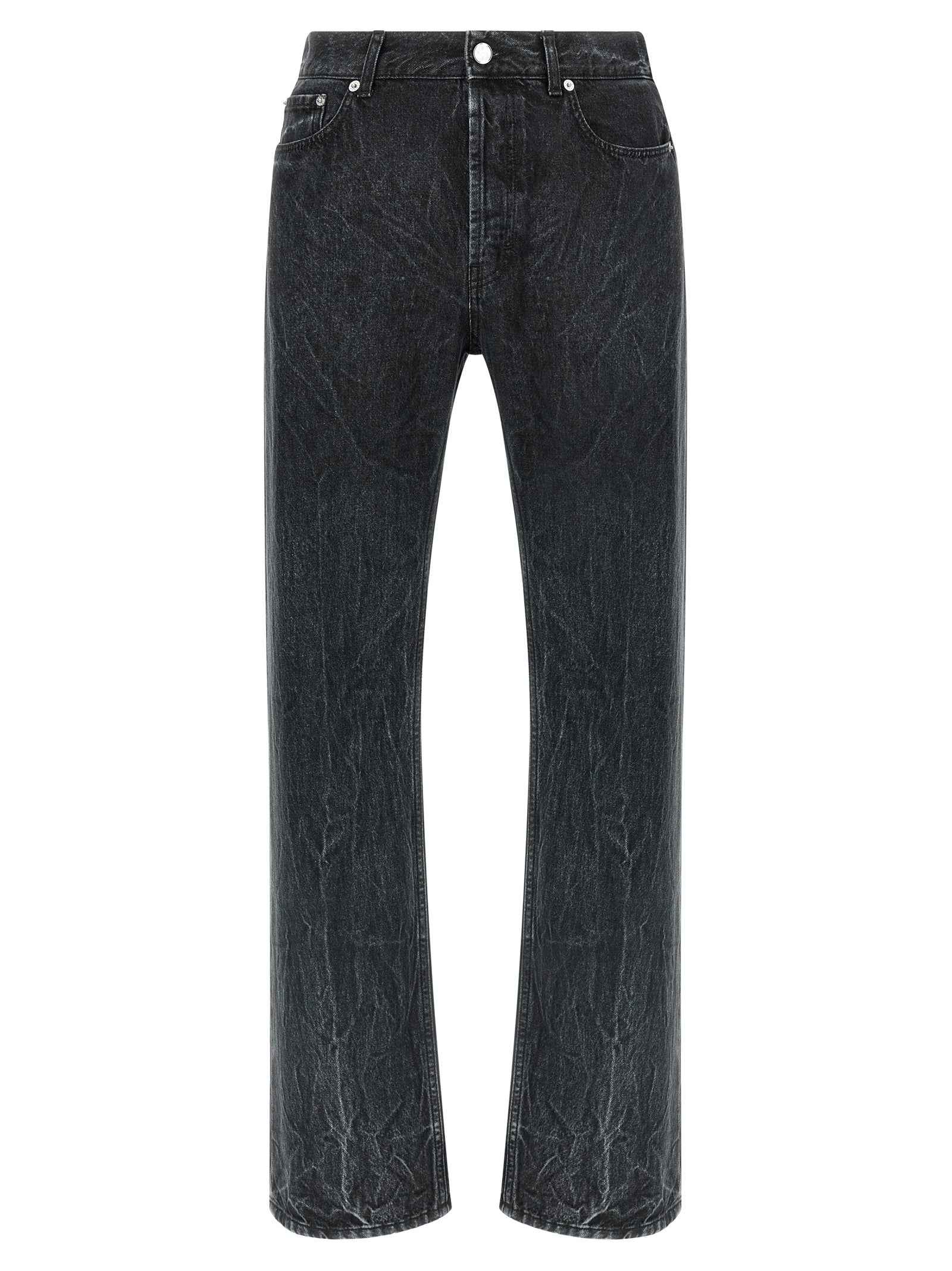 Black Cotton Straight-Leg Jeans