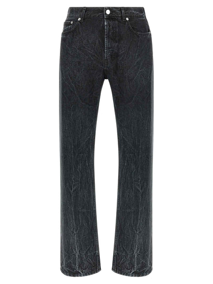Black Cotton Straight-Leg Jeans