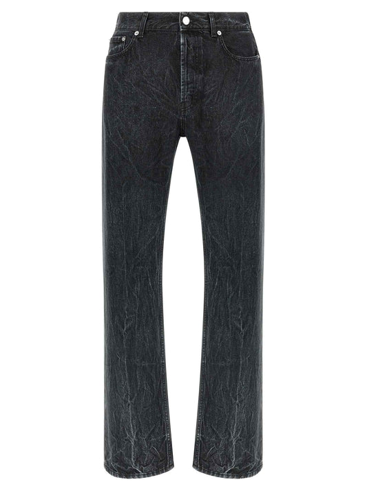 Black Cotton Straight-Leg Jeans