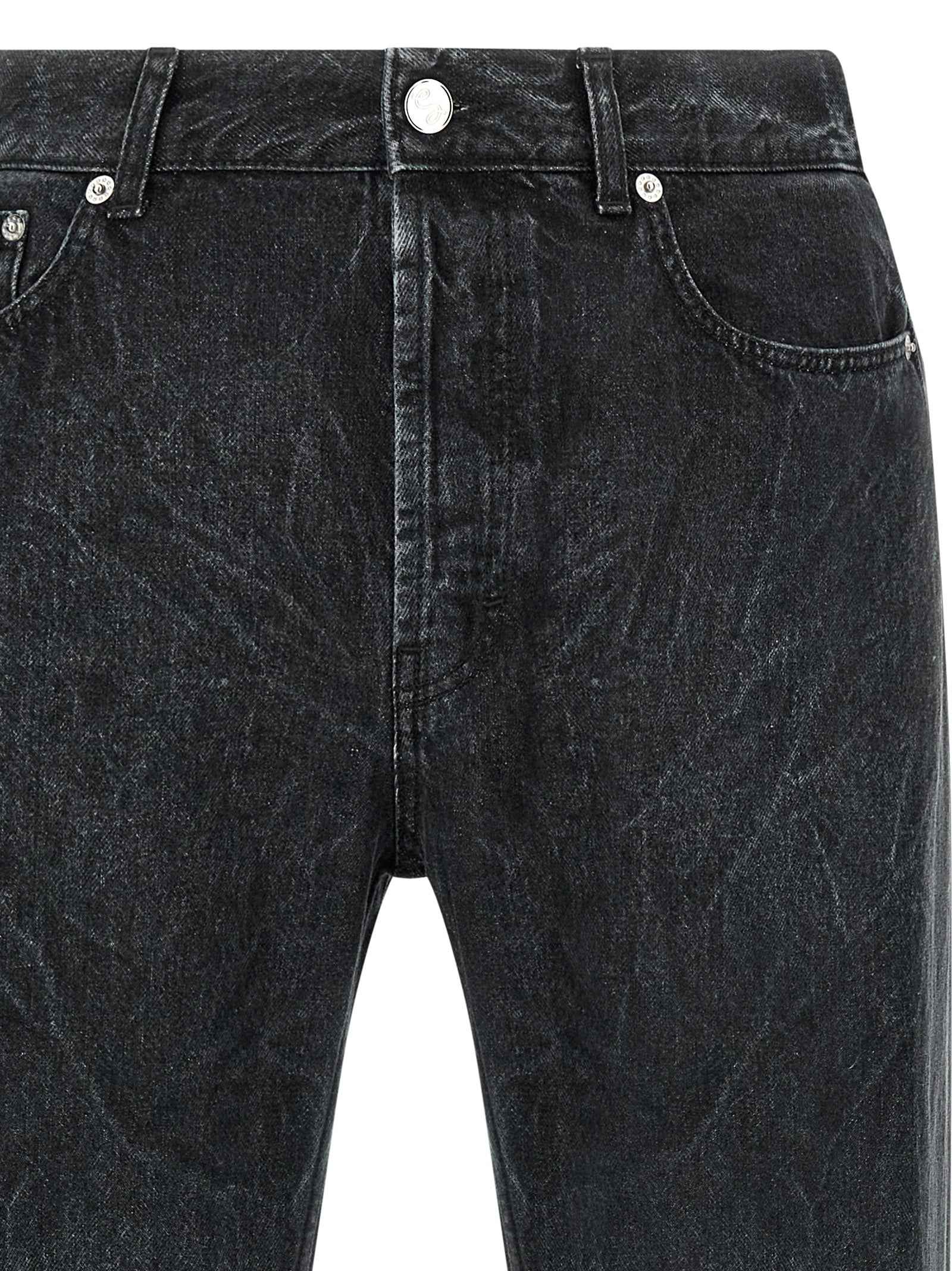 Black Cotton Straight-Leg Jeans