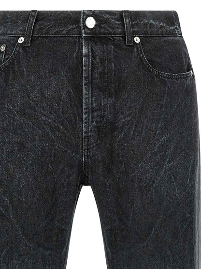 Black Cotton Straight-Leg Jeans