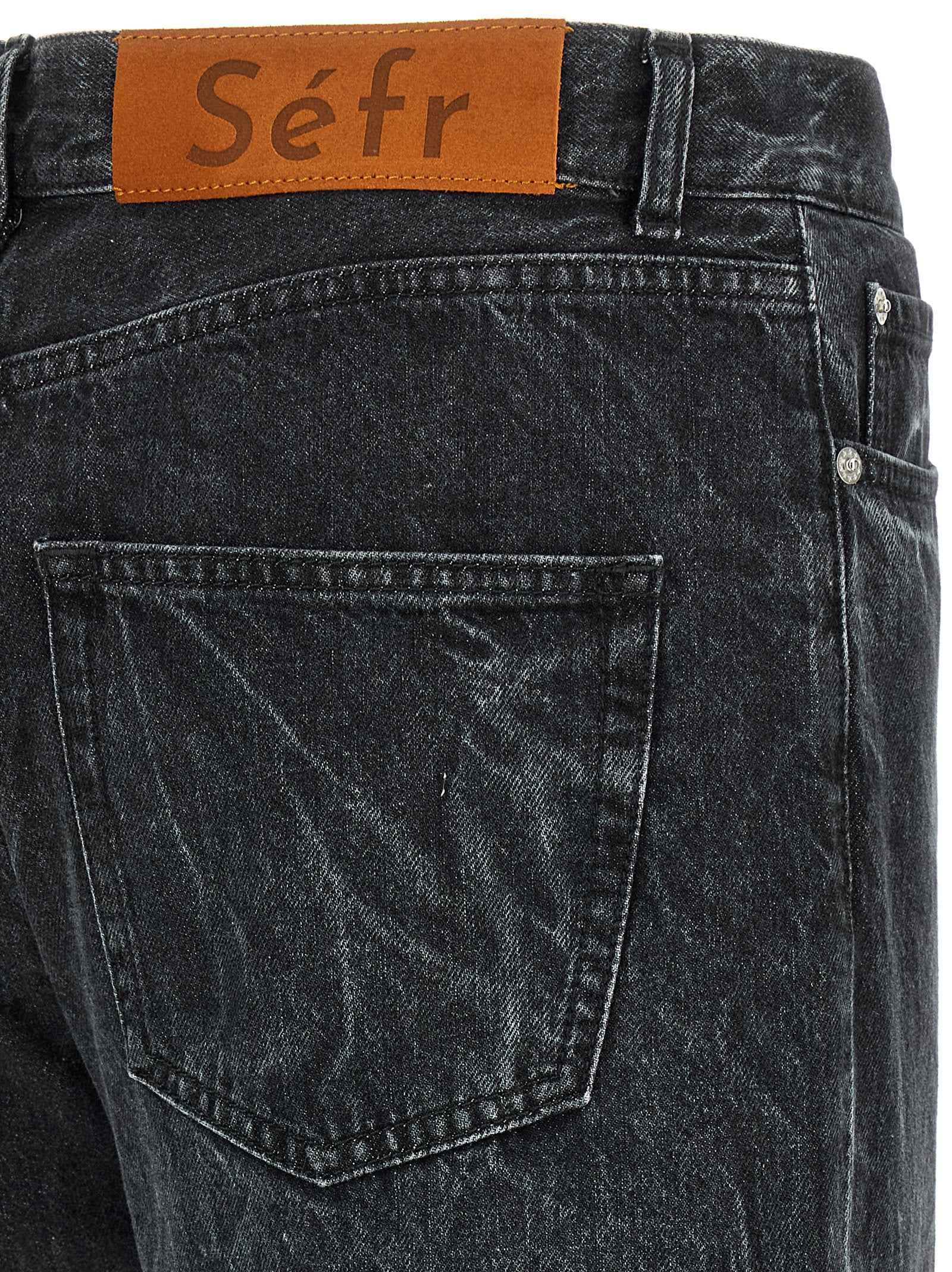 Black Cotton Straight-Leg Jeans
