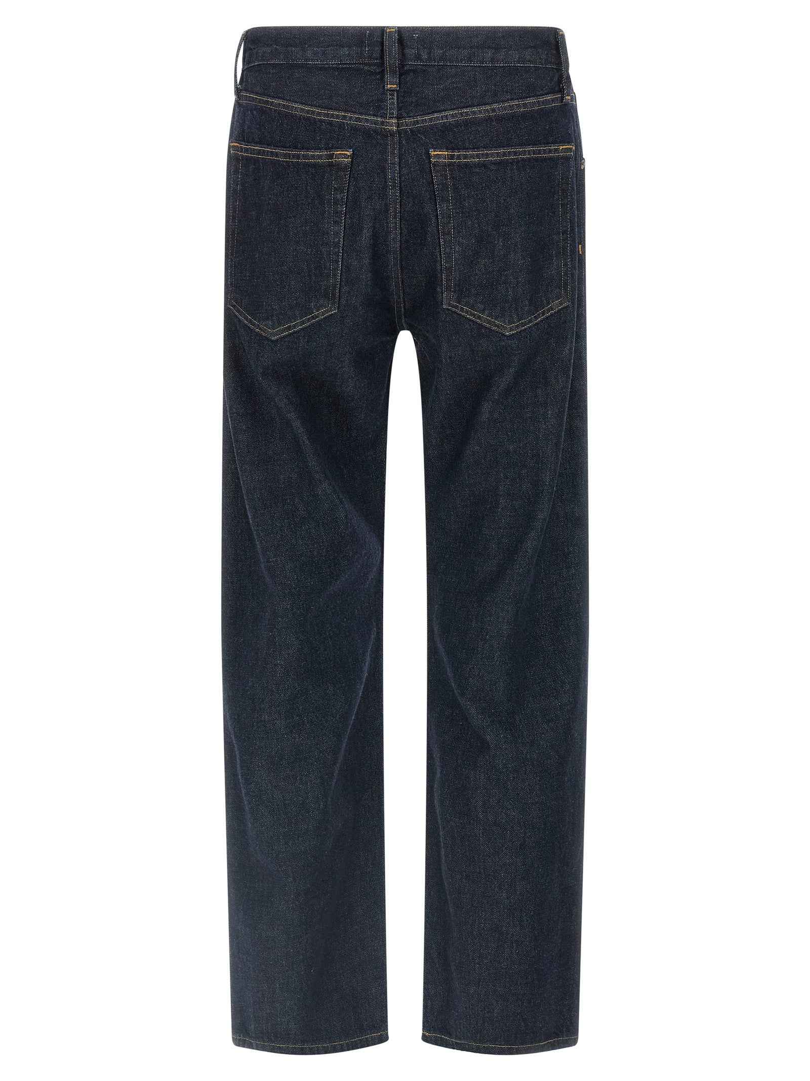 Blue Cotton Straight-Leg Jeans