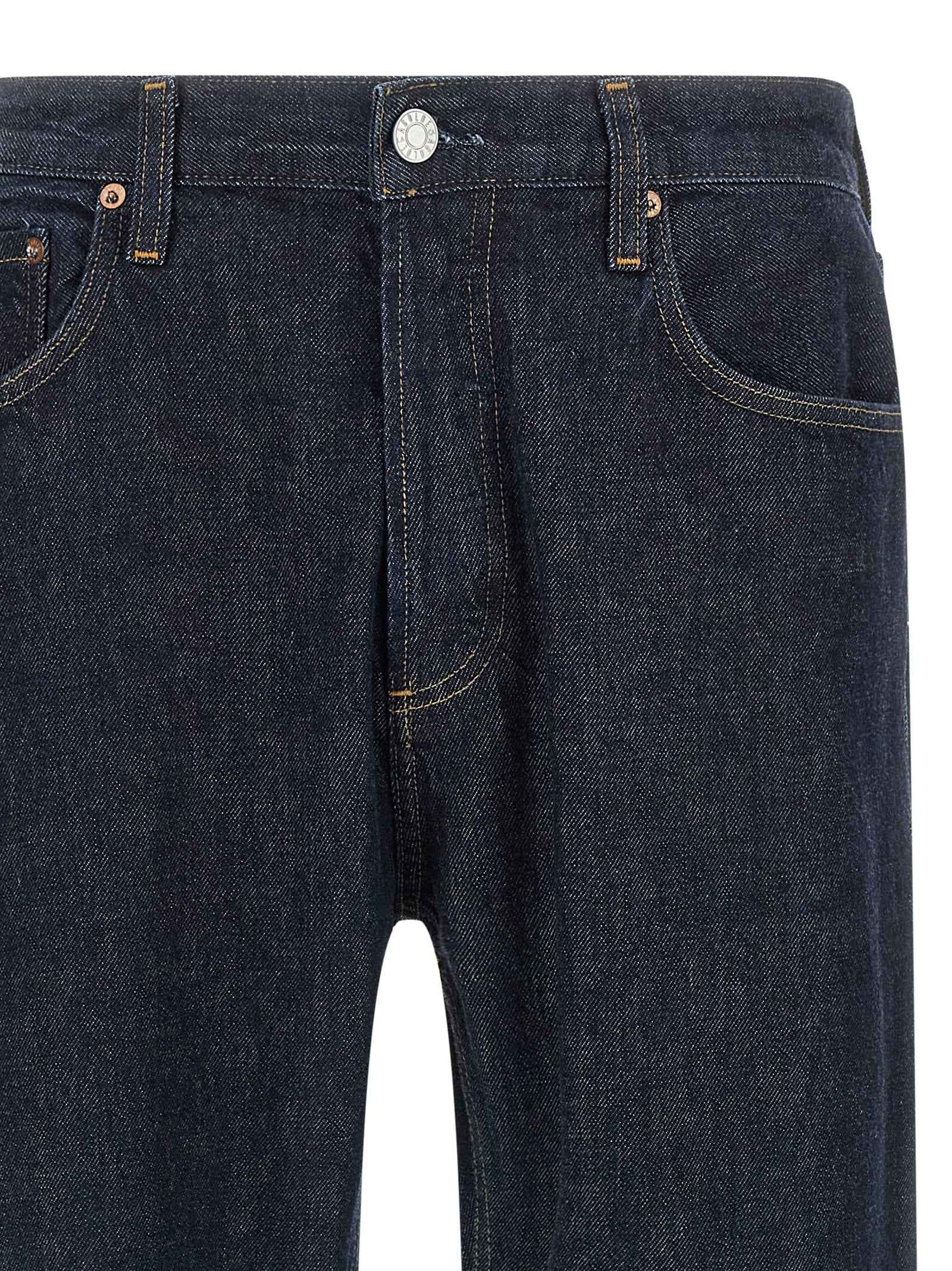 Blue Cotton Straight-Leg Jeans