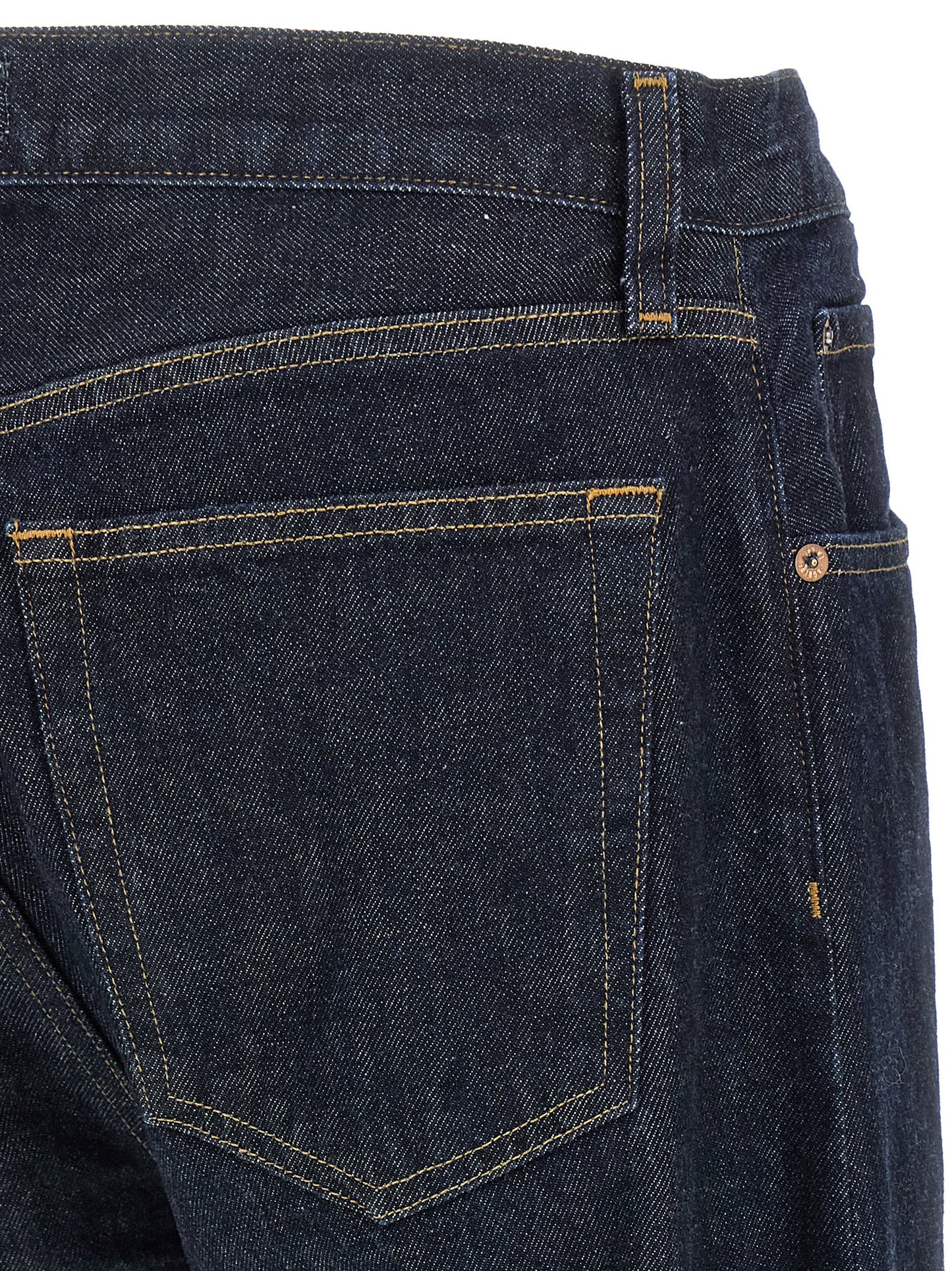 Blue Cotton Straight-Leg Jeans
