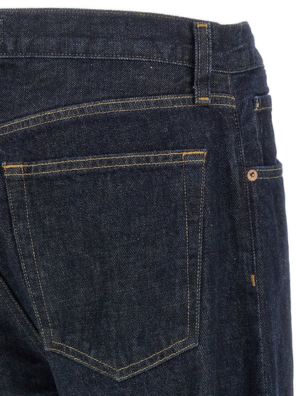 Blue Cotton Straight-Leg Jeans