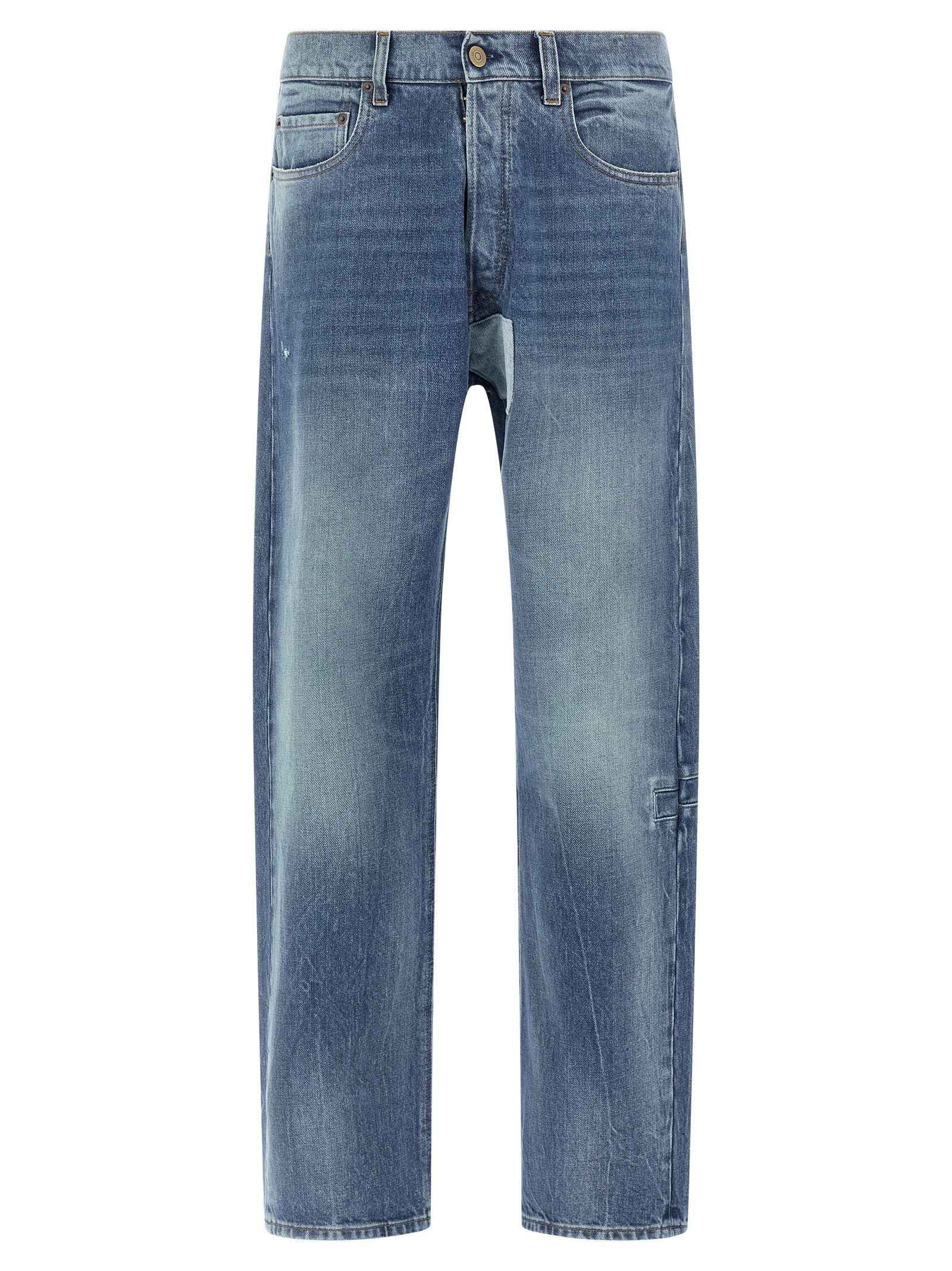 Blue Cotton Straight-Leg Jeans