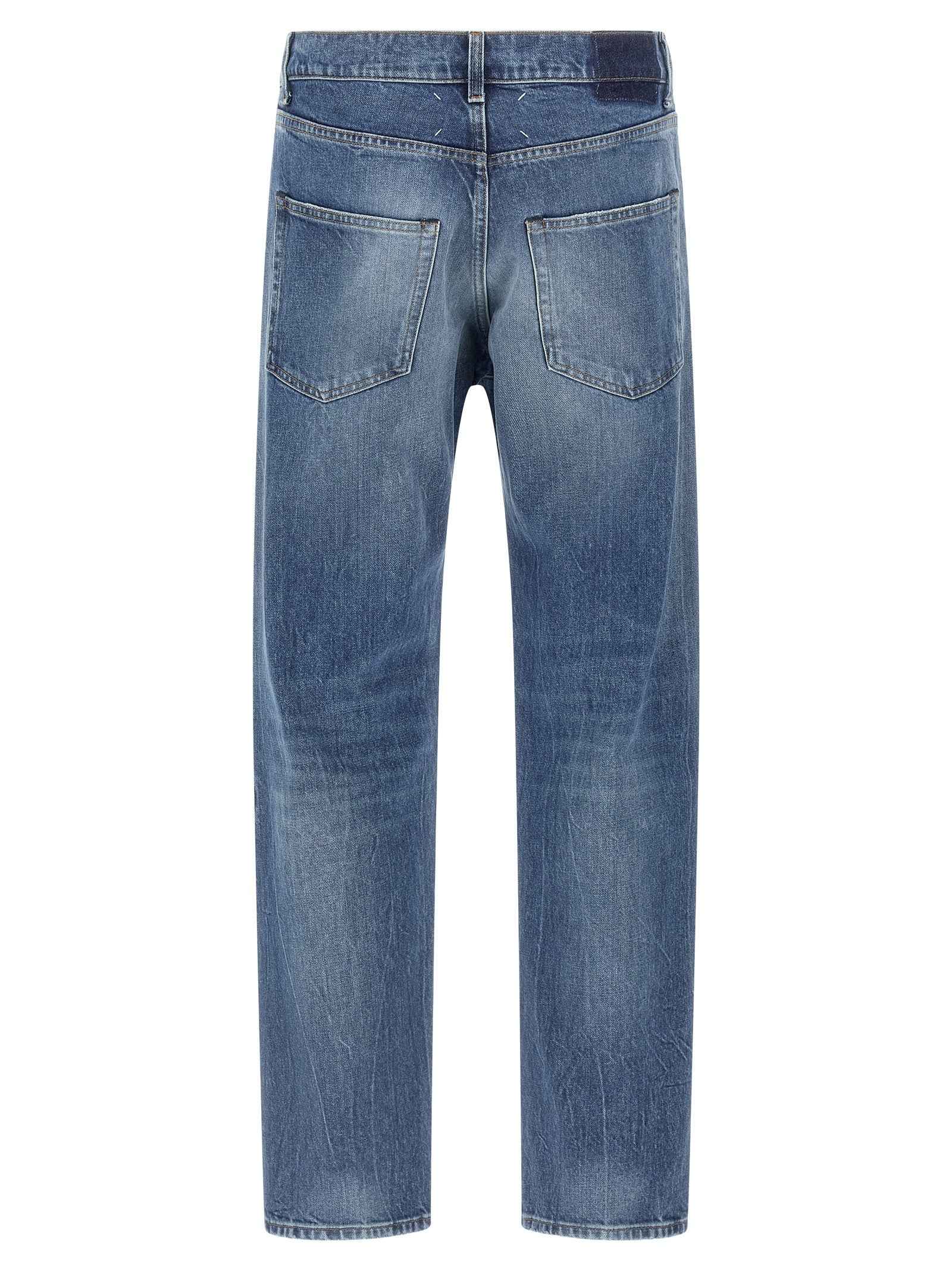 Blue Cotton Straight-Leg Jeans