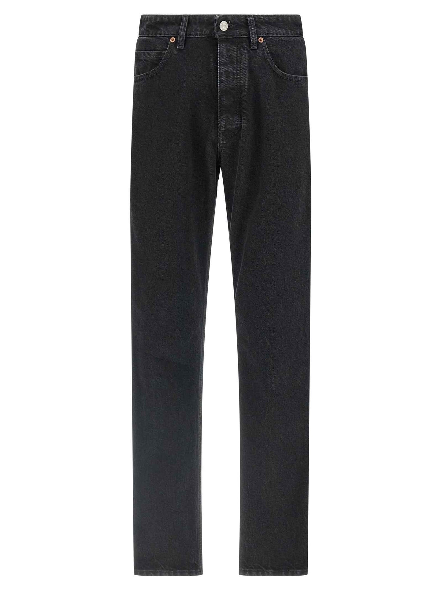 Black Cotton Tapered Jeans