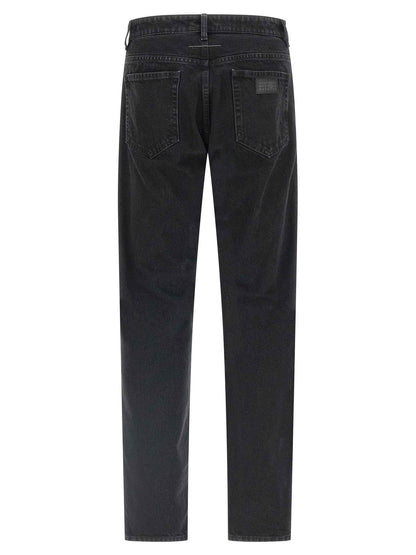 Black Cotton Tapered Jeans