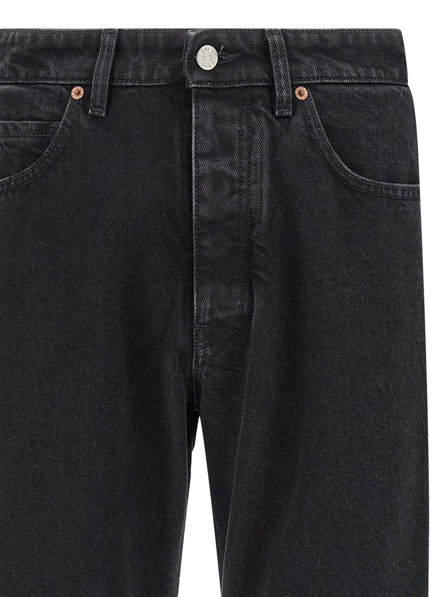 Black Cotton Tapered Jeans