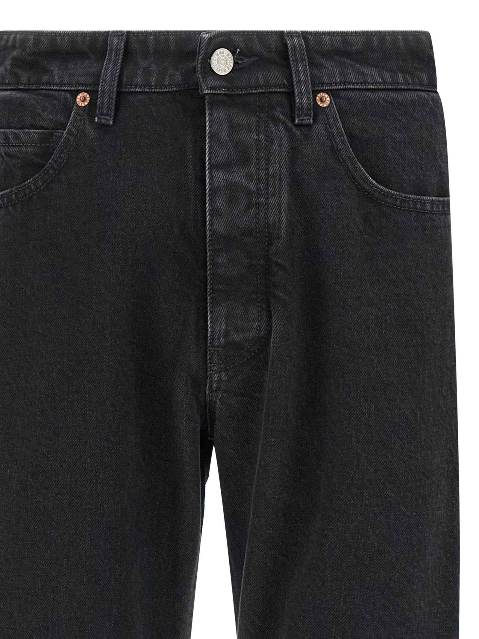 Black Cotton Tapered Jeans