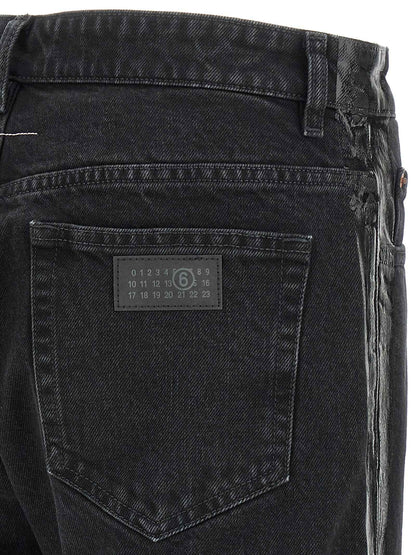 Black Cotton Tapered Jeans