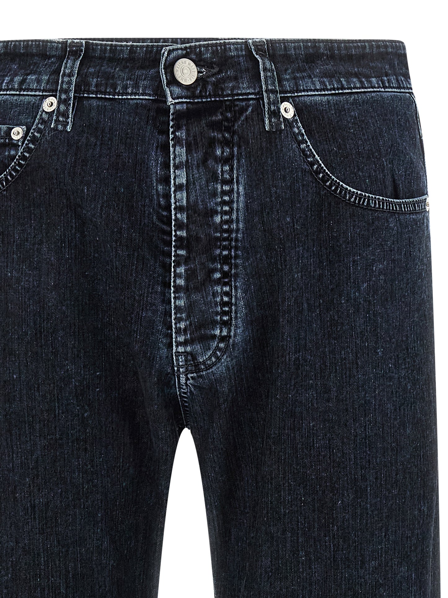 Black Cotton Straight-Leg Jeans