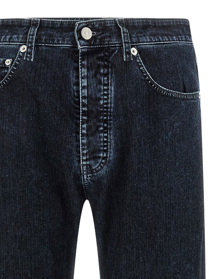 Black Cotton Straight-Leg Jeans