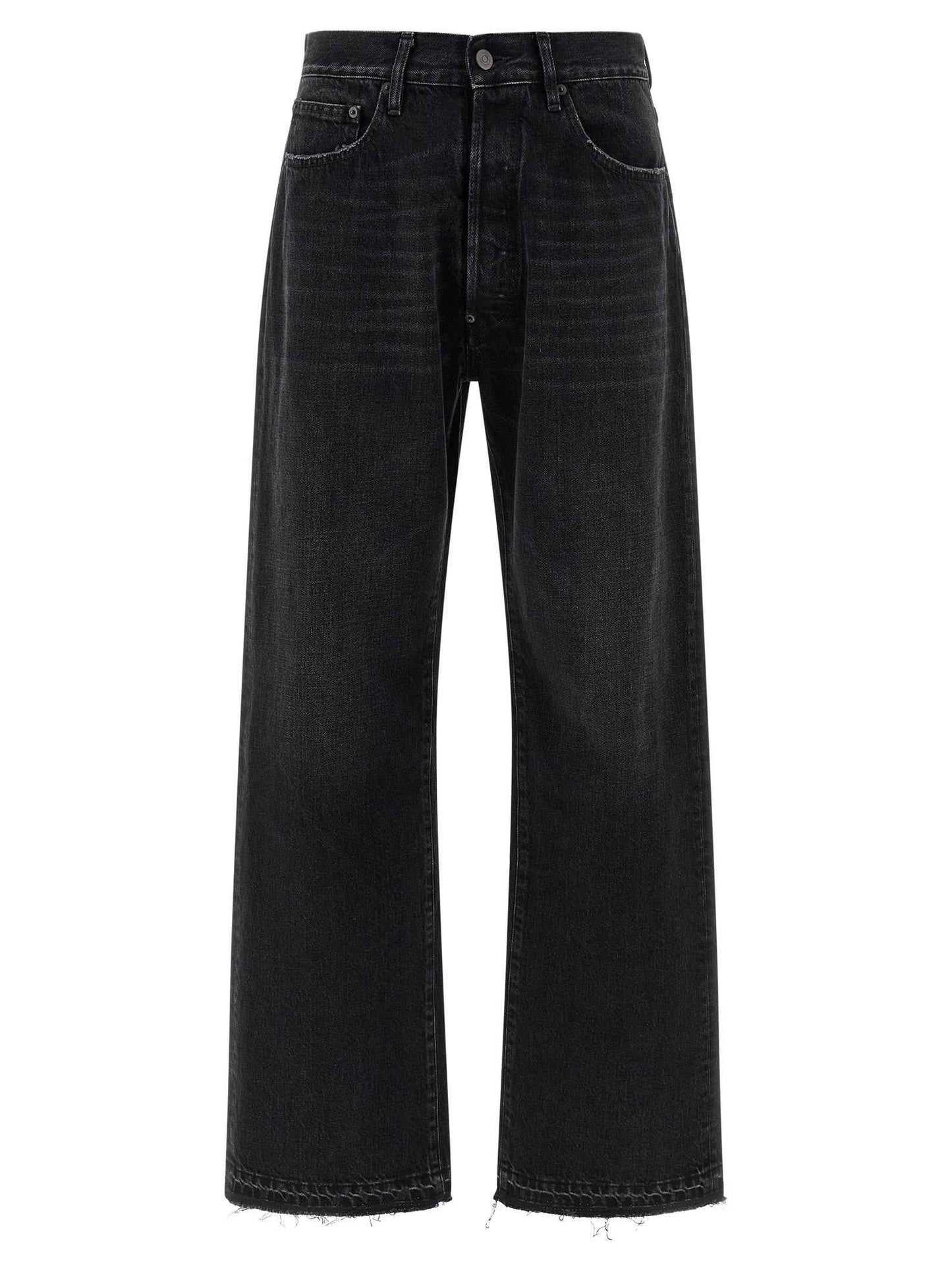 Black Cotton Straight-Leg Jeans