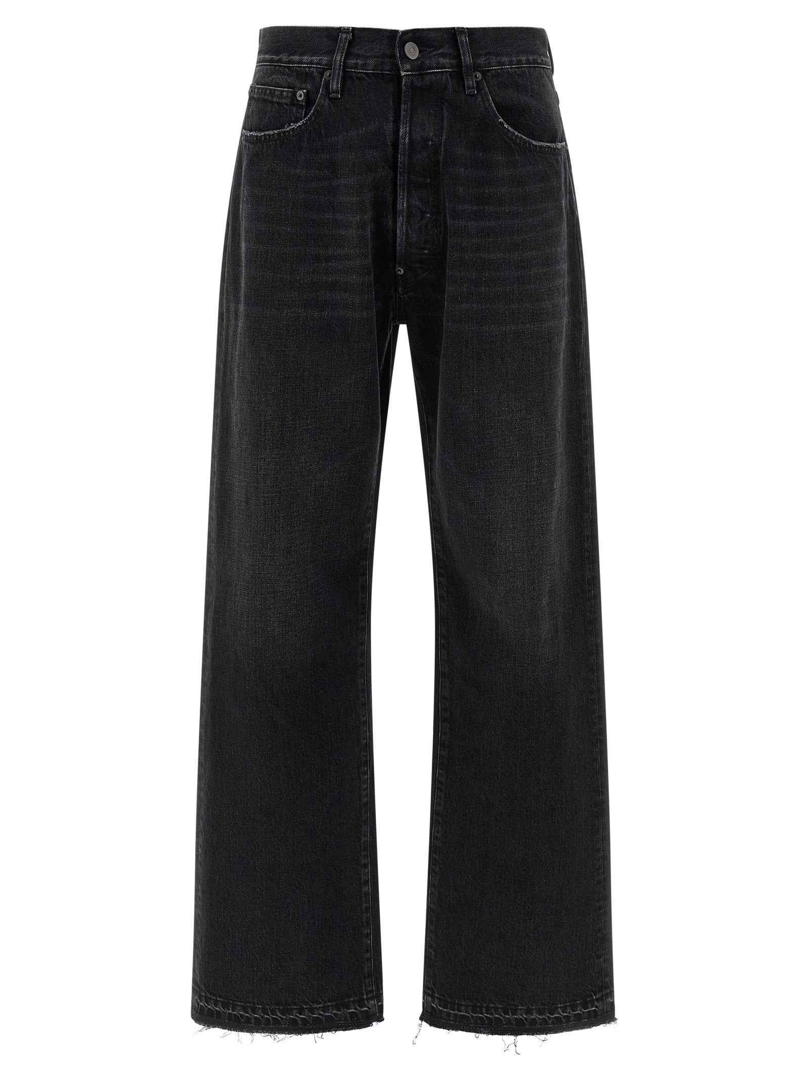 Black Cotton Straight-Leg Jeans