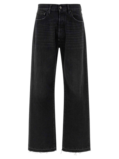 Black Cotton Straight-Leg Jeans