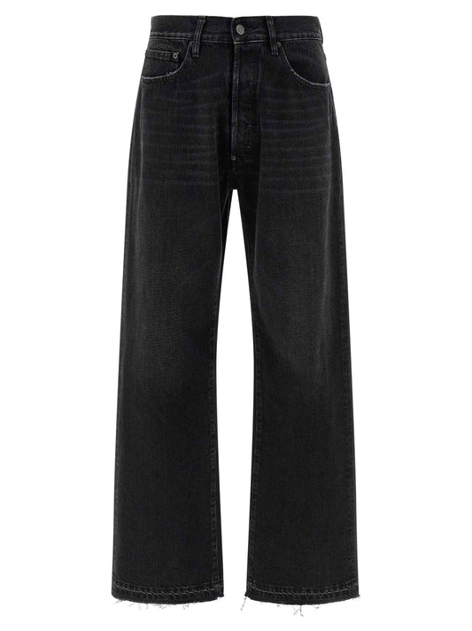 Black Cotton Straight-Leg Jeans