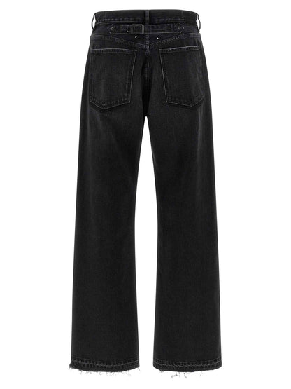 Black Cotton Straight-Leg Jeans